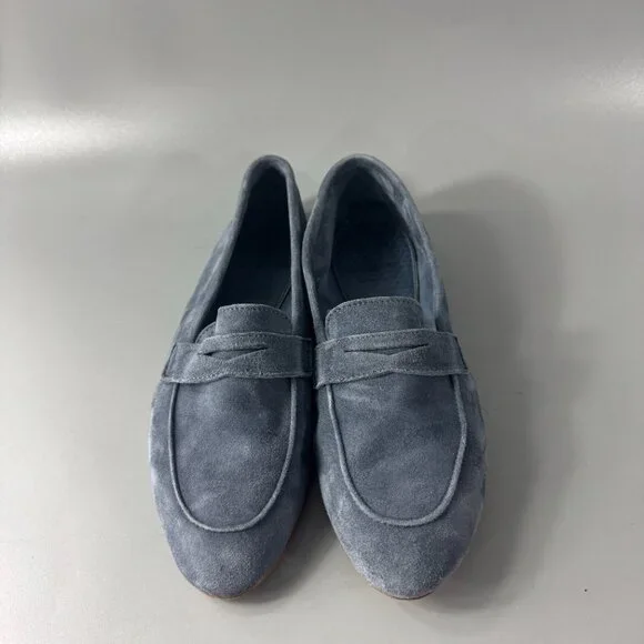 Authentic Brunello Cucinelli Ashy Blue Suede Flats, Size 36